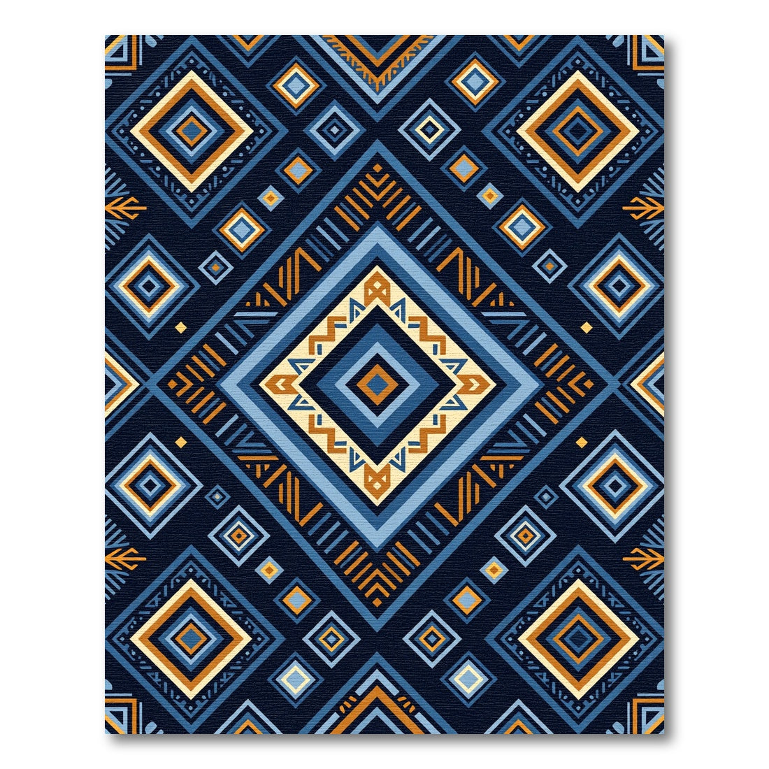 Navajo Blue Geometric Diamond Rug