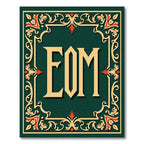 Ornate Gold Red Scrollwork Border EOM Rug
