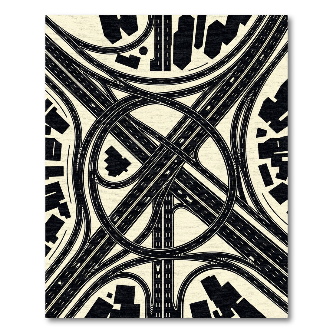 Monochrome Urban Expressway Geometric Grid Rug