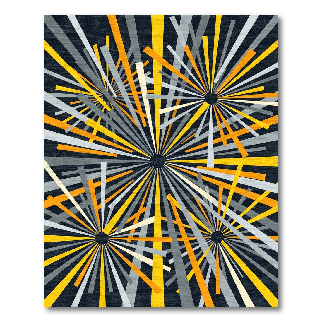 Abstract Yellow Gray Burst Radiance Rug
