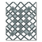 Sophisticated Slate Gray Geometric Diamond Grid Rug