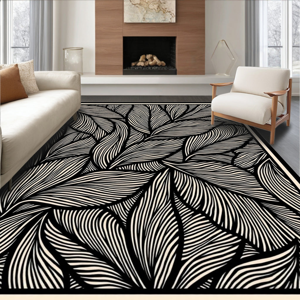 Abstract Wavy Leaf Pattern Design Rug