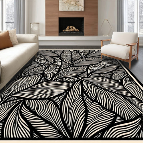 Abstract Wavy Leaf Pattern Design Rug
