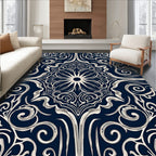 Dark Floral Swirls Intricate Pattern Rug