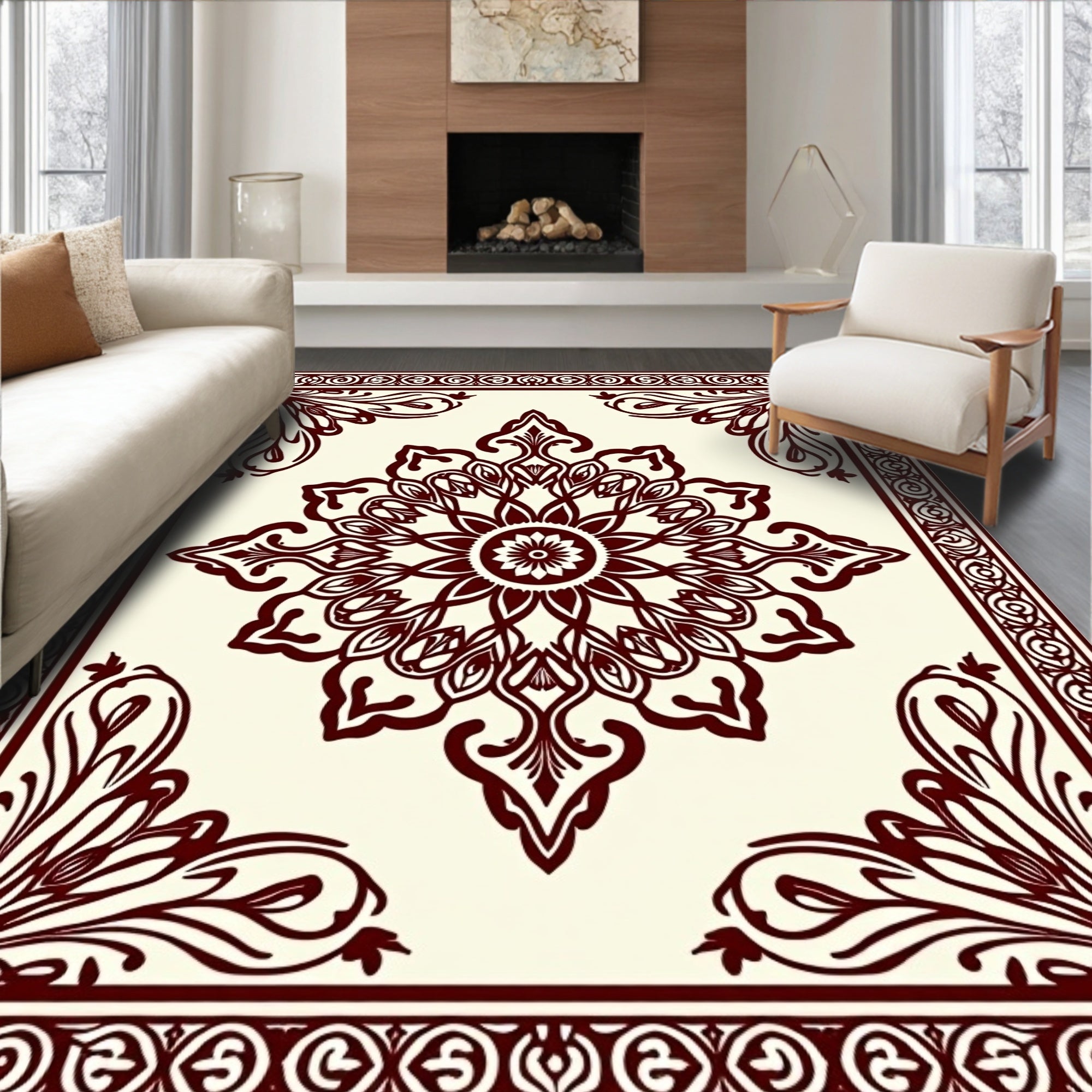 Elegant Classic Mandala Floral Design Rug