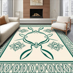 Elegant Emerald Floral Abstract Design Rug
