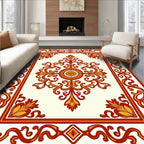 Rich Red Gold Floral Scroll Rug