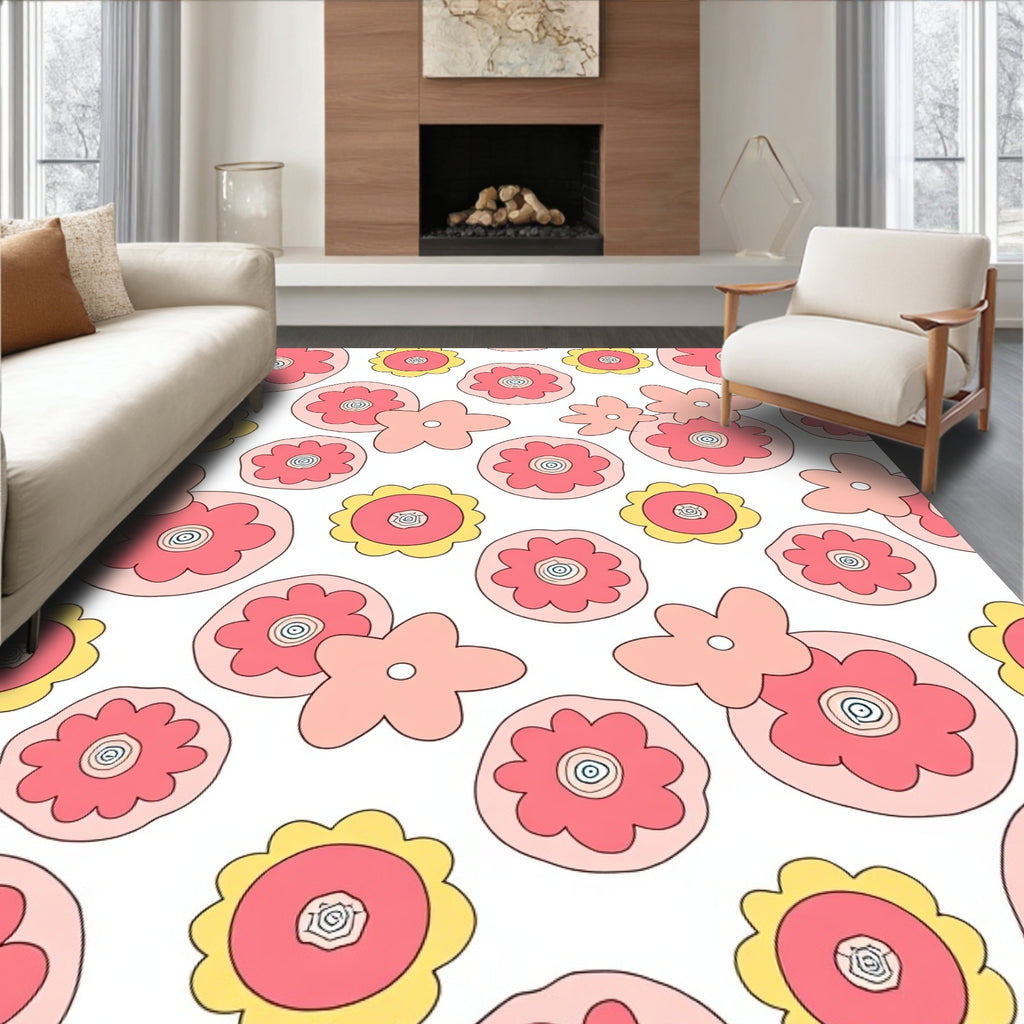 Whimsical Pastel Floral Doodle Rug