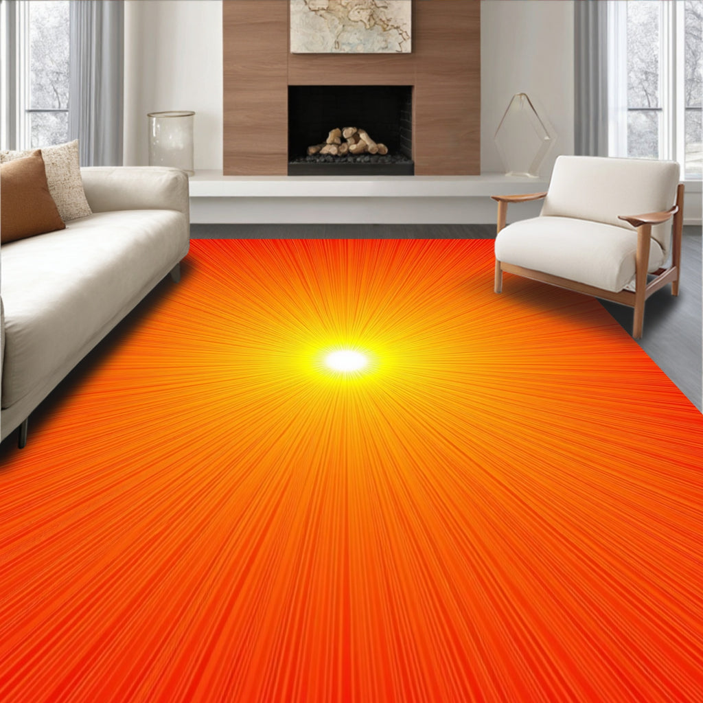 Radiant Sunburst Warm Red Rug