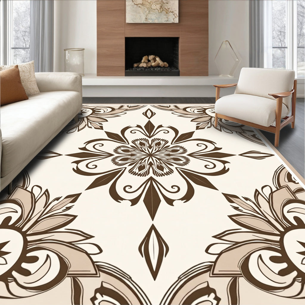 Ornate Floral Mandala Pattern Rug
