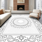 Ornate Sunburst Scrollwork Border Rug