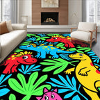 Playful Dinosaur Jungle Print Rug