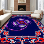 Vibrant Red And Royal Blue Swirl Rug