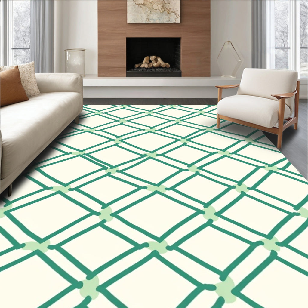 Green Diamond Netting Design Rug