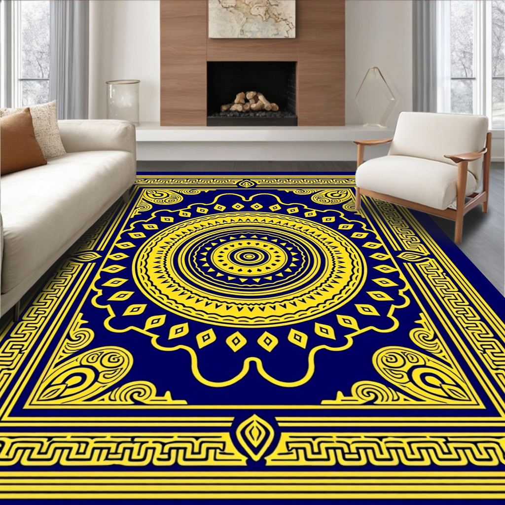 Ornate Circular Emblem Pattern Style Rug
