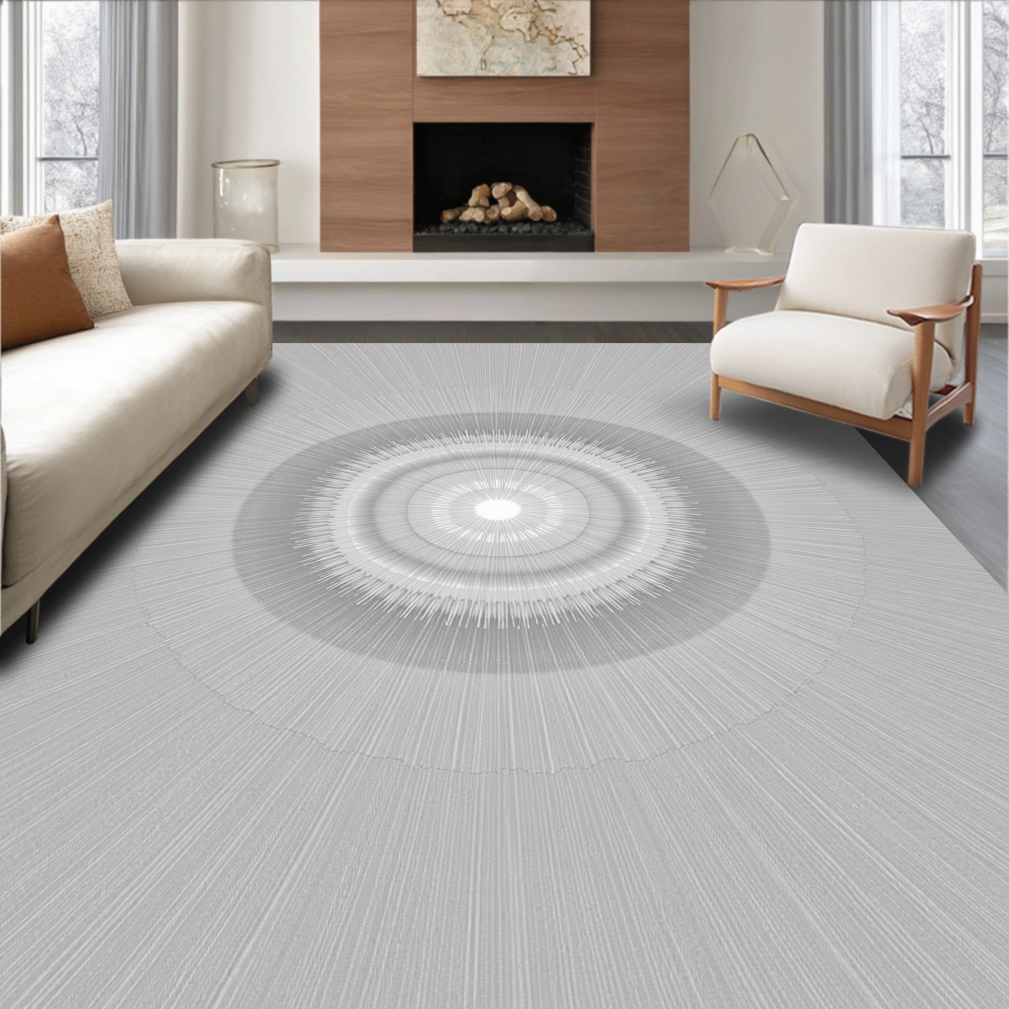 Radiant Sunburst Pattern Design Rug