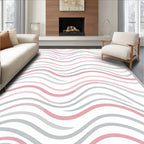 Delicate Pink Gray Wavy Stripes Rug