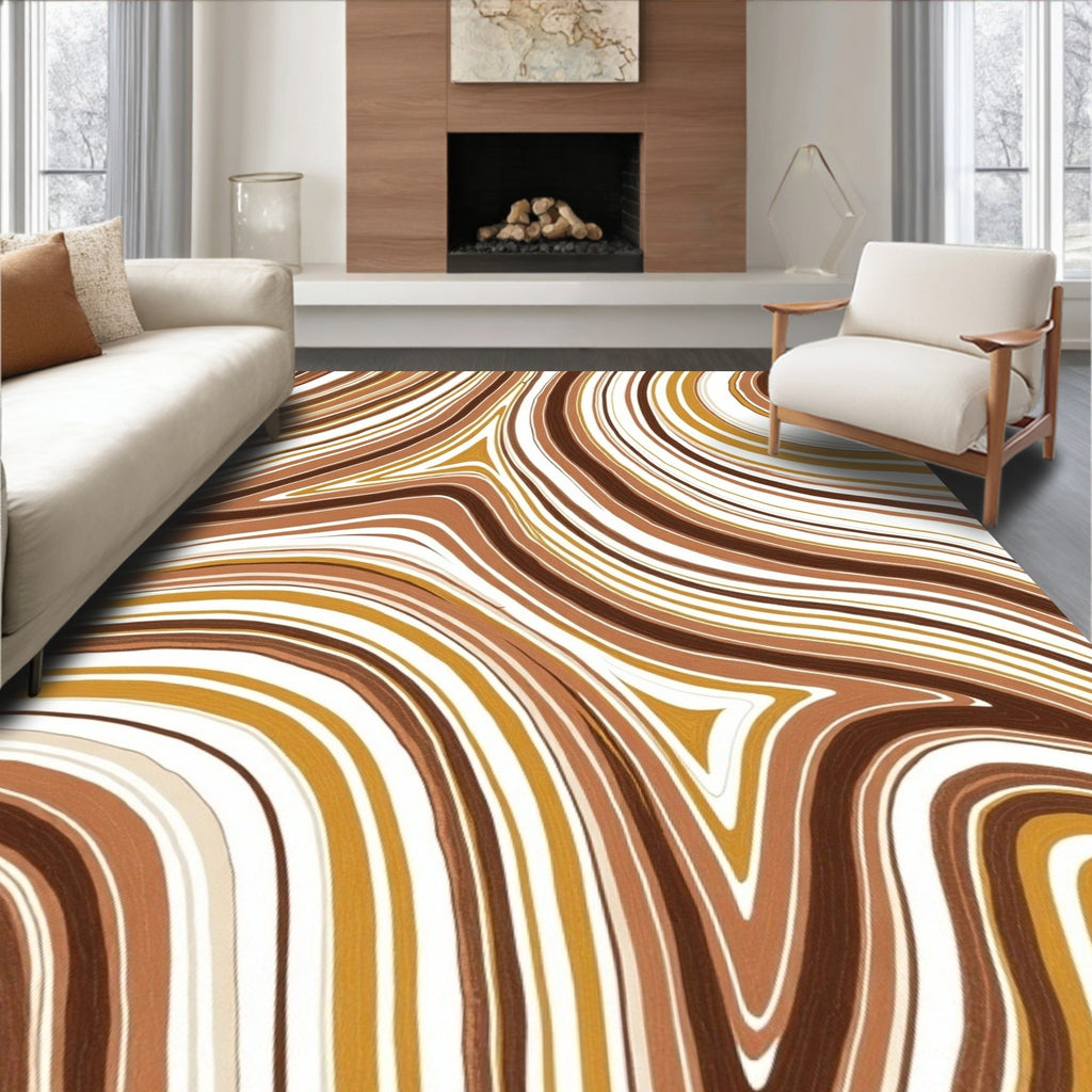 Warm Earthy Swirl Pattern Rug