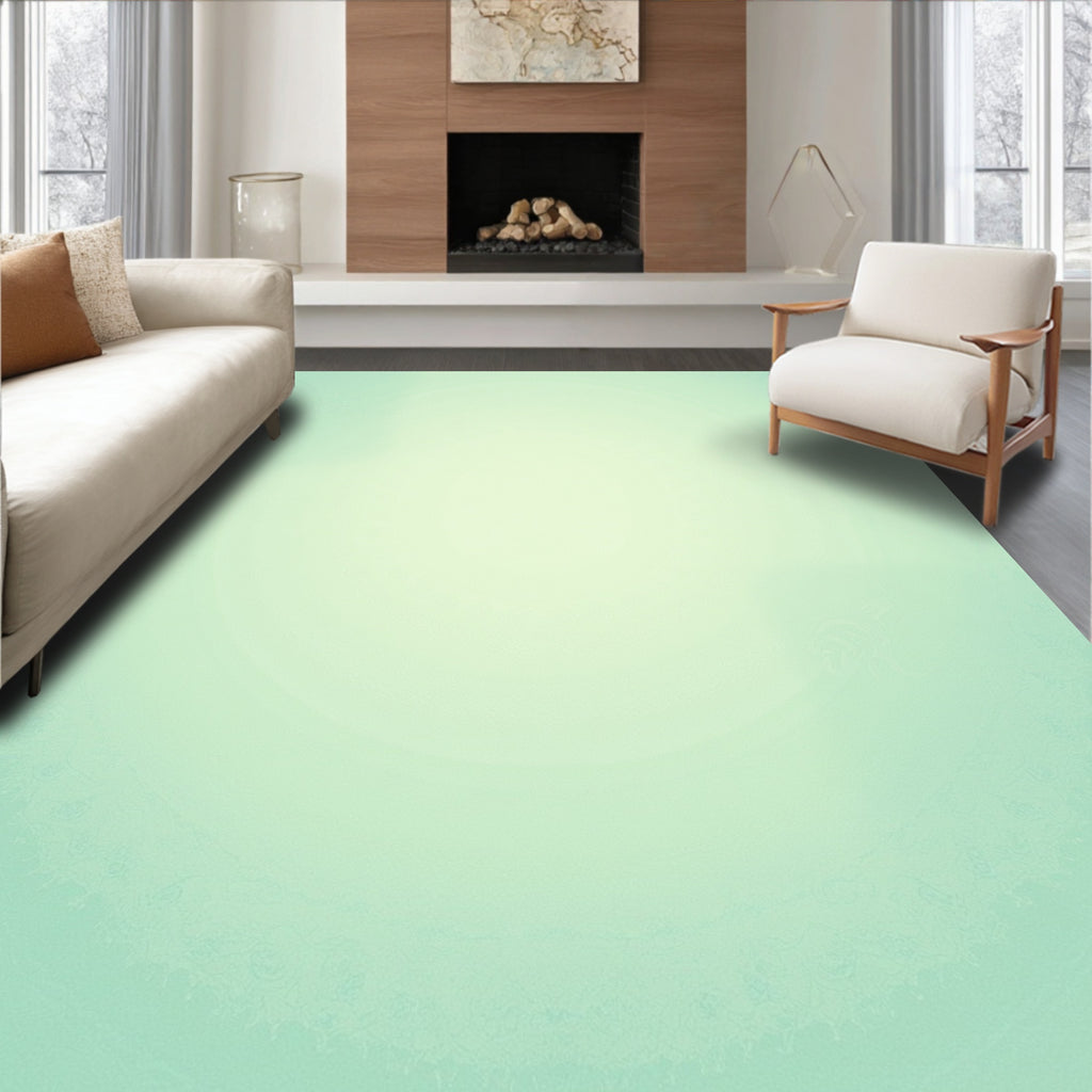 Soft Aqua Floral Textured Rug