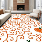 Autumn Pumpkin Vine Scroll Pattern Rug