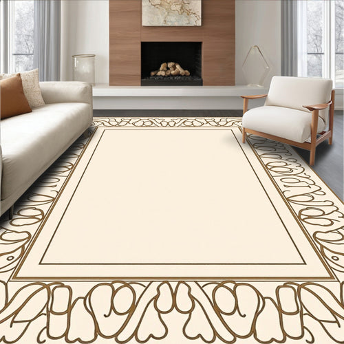 Art Nouveau Scrollwork Cream and Gold Rug
