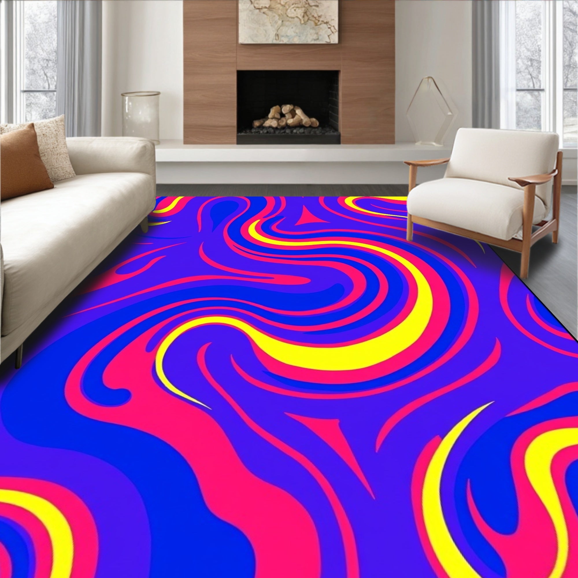 Vibrant Swirl Abstract Pattern Rug