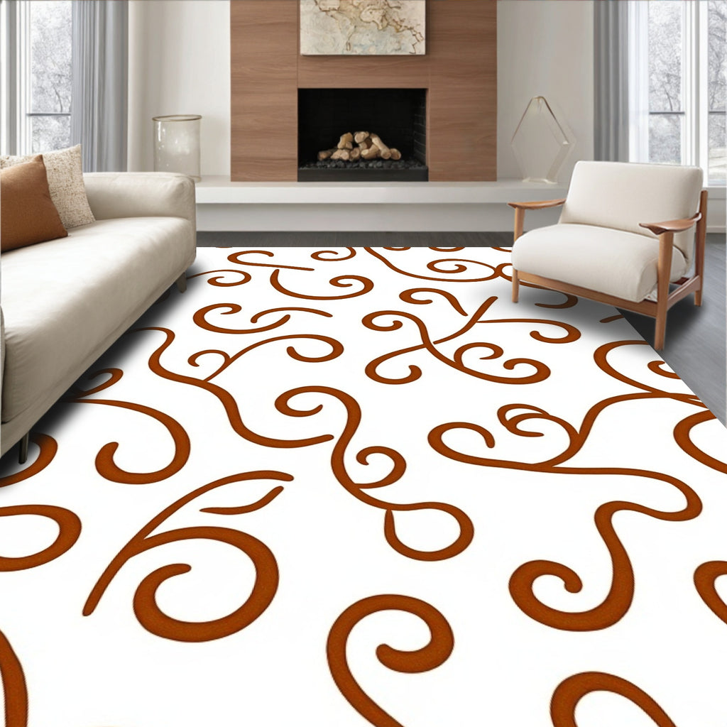 Elegant Brown Swirls Endless Pattern Rug