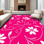 Vibrant Pink Floral Swirl Pattern Rug