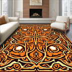 Ornate Orange Cream Black Pattern Rug