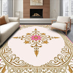 Floral Swirl Design with Pink Accents Rug