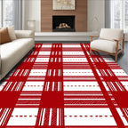 Classic Tartan Red and White Pattern Rug