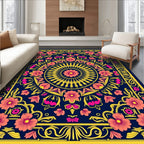 Vibrant Floral Mandala Pattern Rug