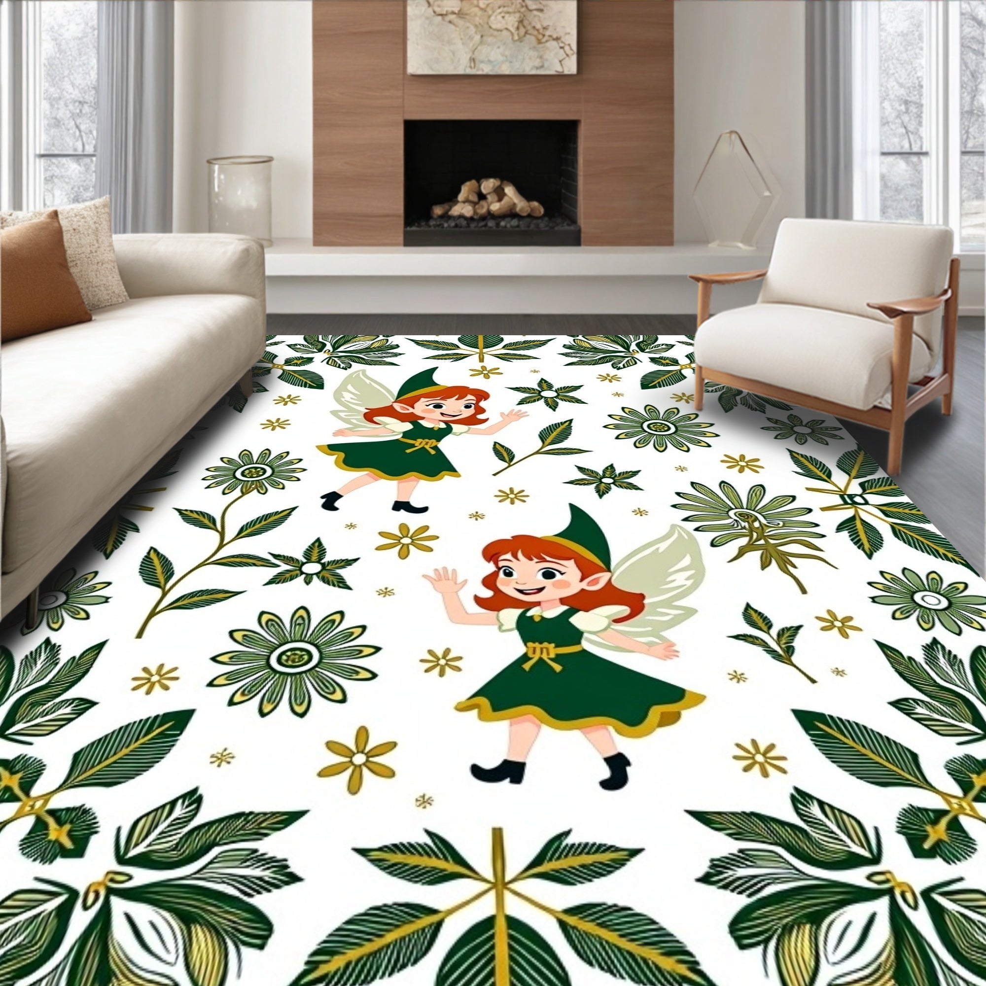 Whimsical Fairy Forest Pattern Rug