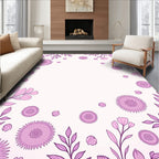 Vintage Pink Floral Leaf Pattern Rug