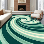 Abstract Green Swirl Pattern Rug