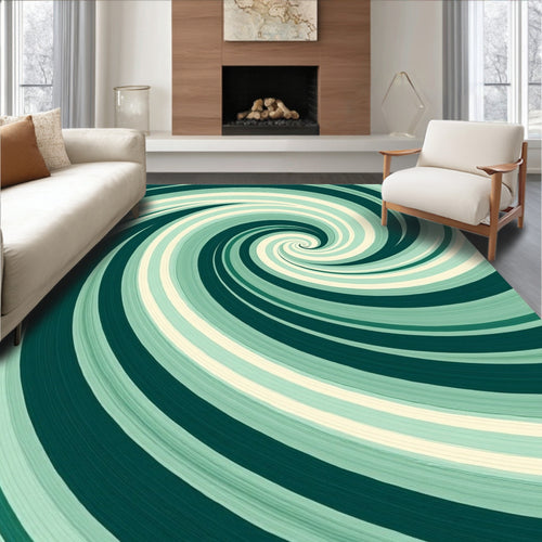 Abstract Green Swirl Pattern Rug
