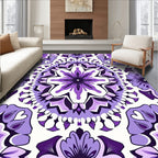 Purple Floral Mandala Pattern Rug