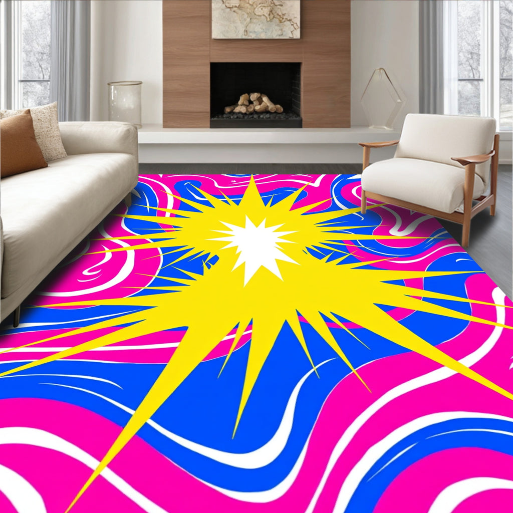 Bold Starburst Abstract Swirls Rug