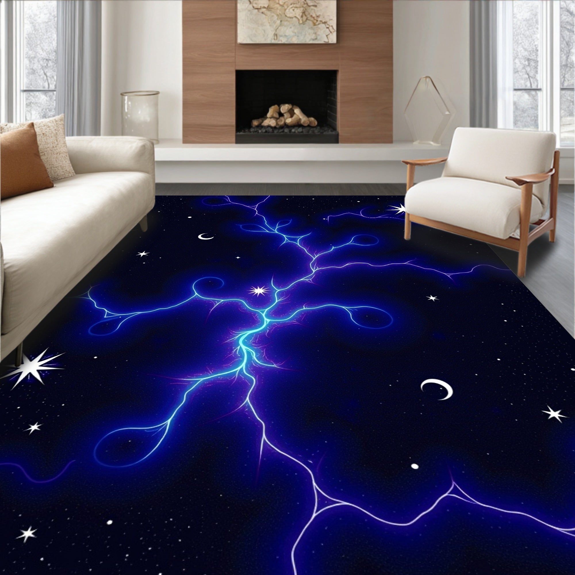 Cosmic Lightning Pattern Rug