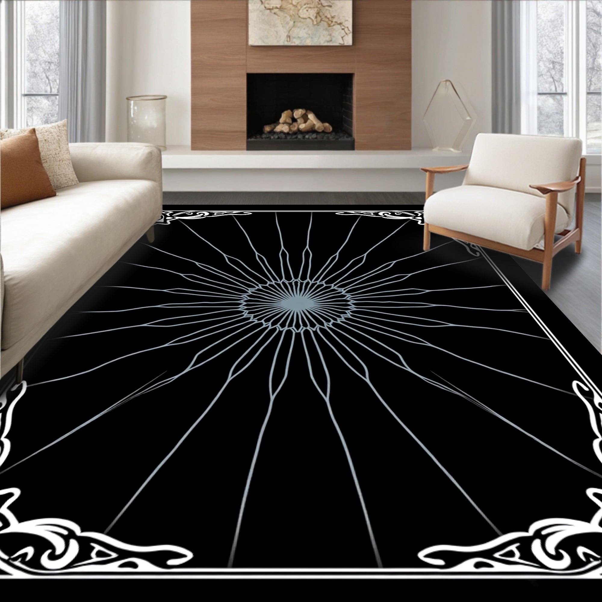 Abstract Radial Starburst Design Rug