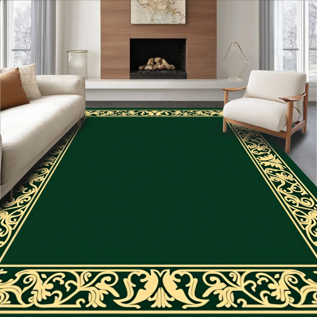 Ornate Floral Scrollwork Border Design Rug