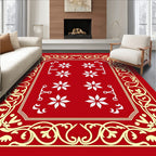 Red Floral Border Design Rug