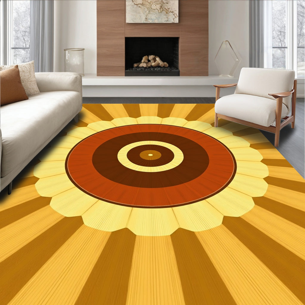 Radiating Sunburst Geometric Design Rug