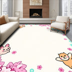 Cute Animal Floral Pink Accent Rug
