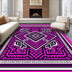 Bold Pink Black Geometric Design Rug