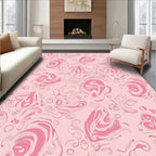 Pink Swirling Floral Abstract Print Rug