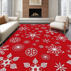 White Snowflakes Festive Pattern Rug