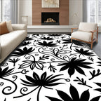 Bold Floral Outline And Silhouette Design Rug