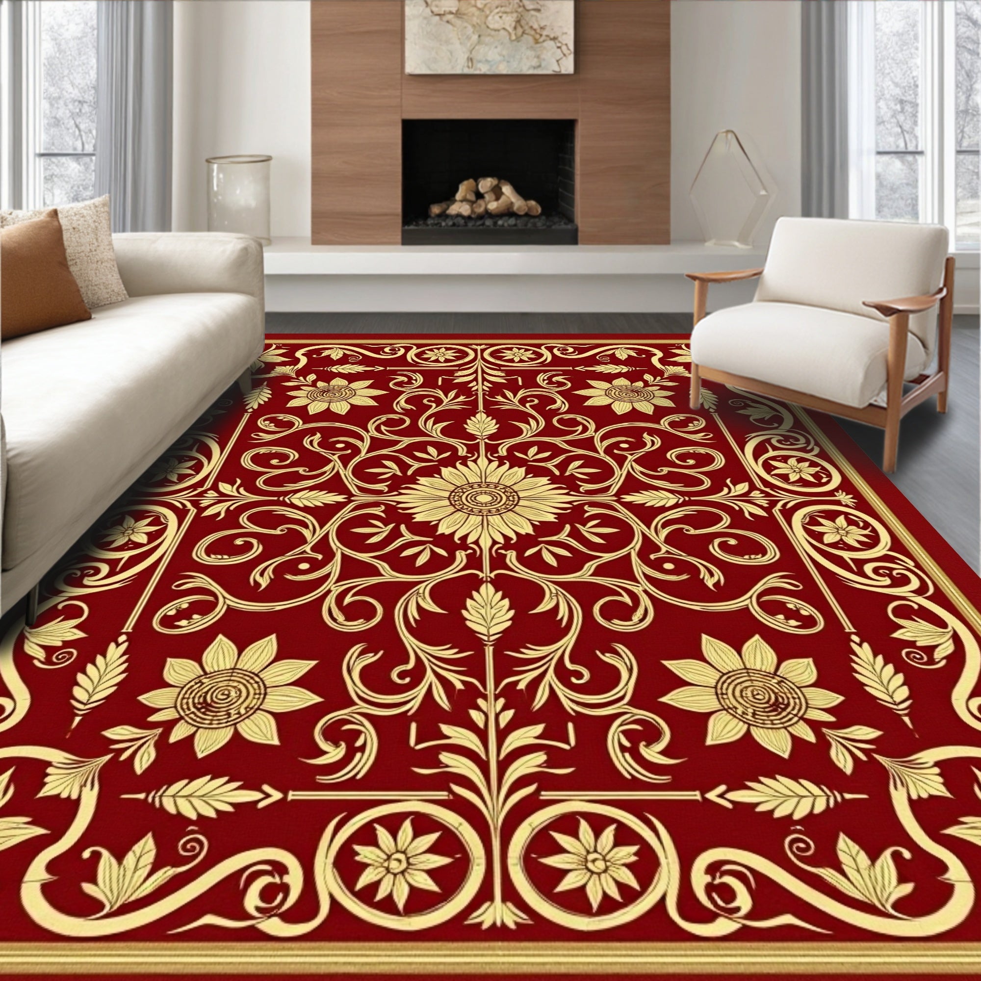Detailed Floral Vine Embossed Rug