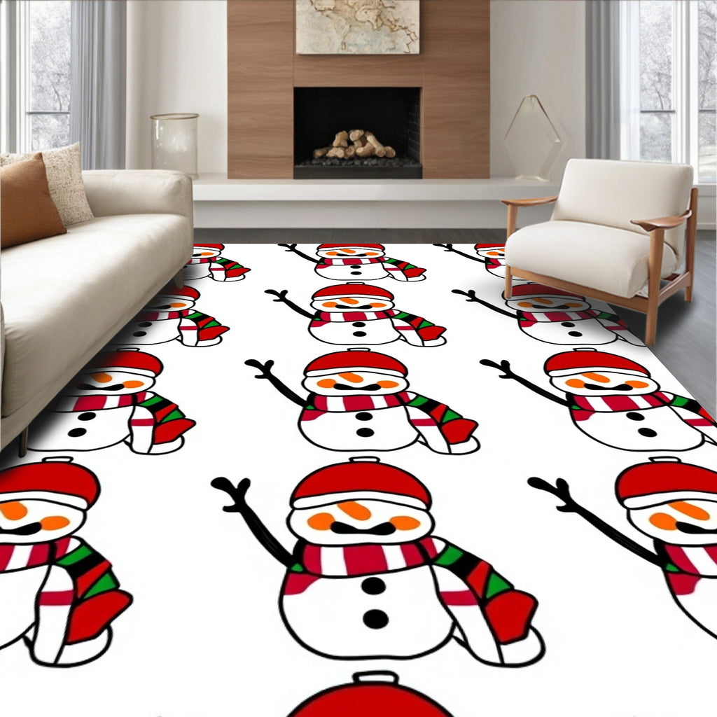Cute Winter Snowman Holiday Rug